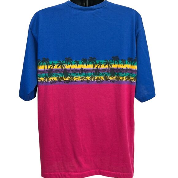 Vintage Hobie Beach Catamaran T Shirt Mens XLT Tall Surfer Surfing USA Made Blue - Picture 2 of 8